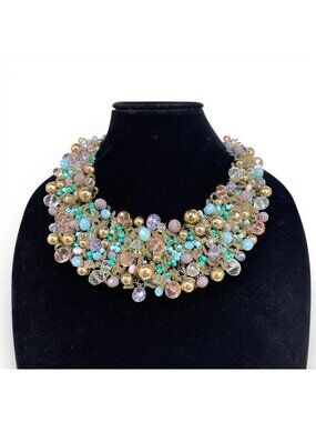 ✨ Stunning Pastel Beaded Statement Necklace – Cottagecore / Boho Glam🌸